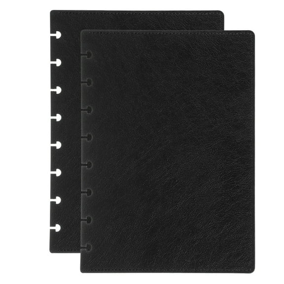 Soft Leather Discbound Notebook Cover, A5 Size Disc Planner Cover for Arc Notebook Happy Planner, Black