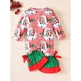 thumbnail image 2 of Suealasg Baby Girls Christmas Footies Rompers Newborn Long Sleeve Santa Claus Print Striped Bow Jumpsuit 6M 12M 18M 24M Infant Girls Christmas Clothes, 2 of 9