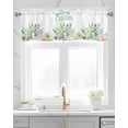 thumbnail image 2 of Easter Rabbits Eggs Linen Curtain Valance for Bedroom/Bathroom/Kitchen/Office/Living/Dining Room Windows,Modern White Spring Floral Leaves Rod Pocket Topper Drapes Decorative Cafe Drapery Panel 54x18, 2 of 6