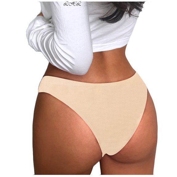 Bigersell Thong Underwear Women Clearance Plus Size Underwear Period Panty Style P-815 Spandex Thong Panties Ladies Thongs Briefs High Waist Women's Panties Beige L