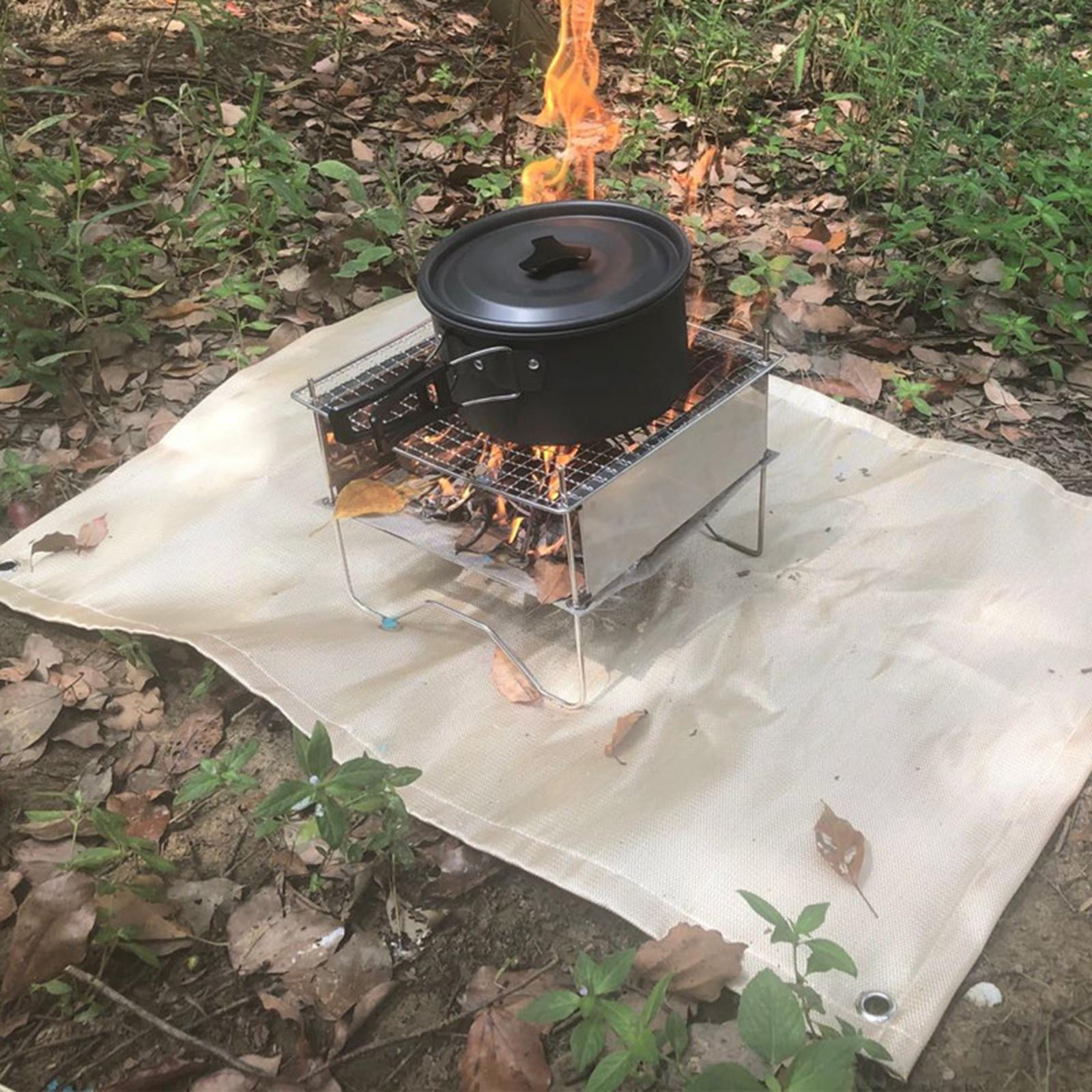 GROWTH TANK Camping Fire Blanket Fire Resistant Fire Mat Protector for Lawn BBQ 60x80cm Walmart