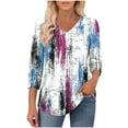 thumbnail image 5 of CYMMPU Women's Casual Floral Printed 3/4 Length Sleeve Trendy Tunic Tops Business Work Blouses Basic Tees V-Neck Shirts Summer Fall 2025 Clothes Purple S, 5 of 8