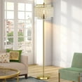 thumbnail image 3 of NATYSWAN Gold Crystal Floor Lamp , Modern Standing Lamps with Double-Layer Lampshade, on-off Foot Switch, for Living Room, Bedroom, Office, 8W Bulb Included, 3 of 9