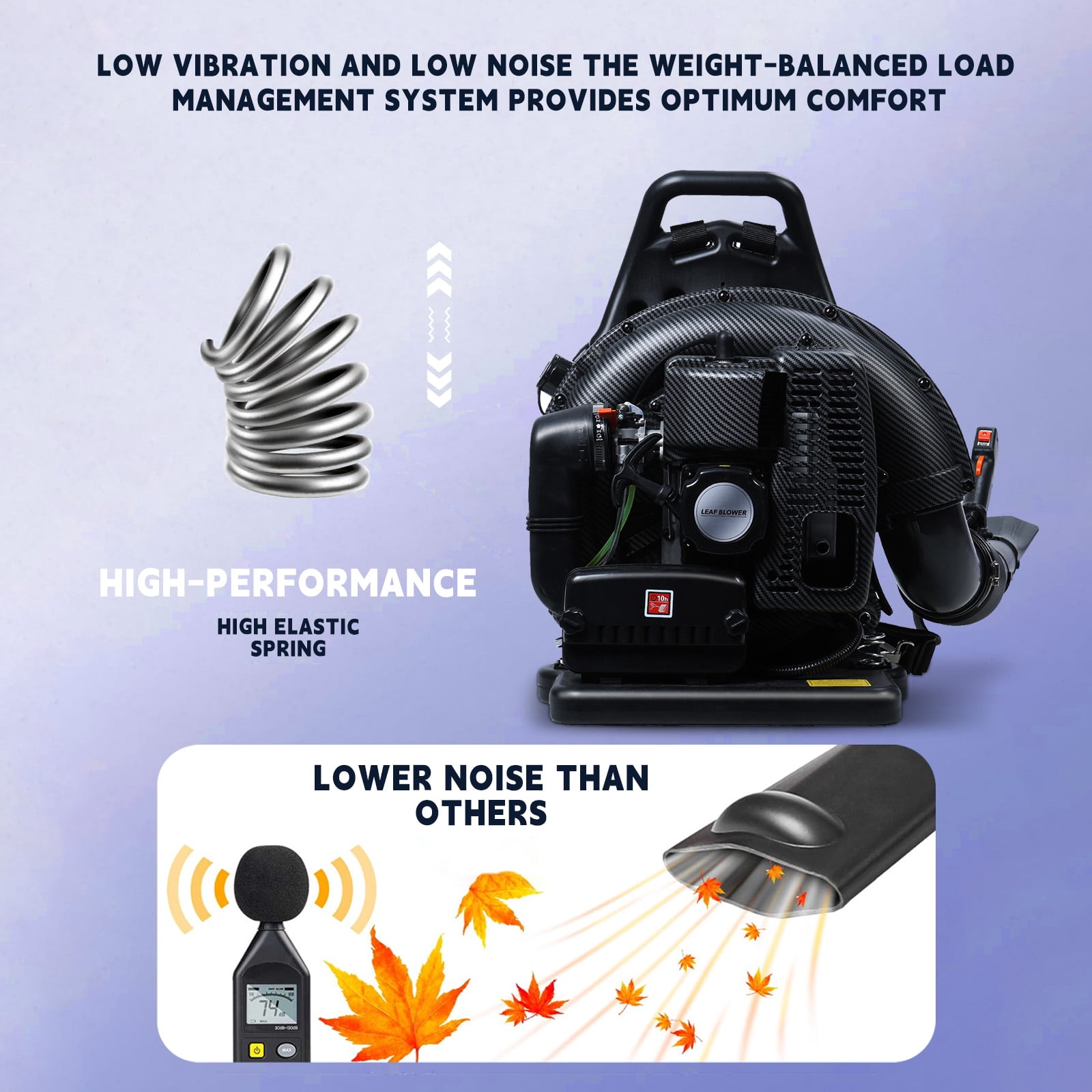 Wharick 63CC Leaf Blower 2-Stroke Gas Powered Leaf Blower 665 CFM 2800 RPM Snow Blower for Garden Yard Lawn Care
