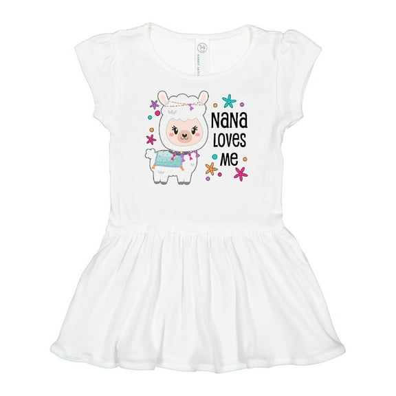 Inktastic Nana Loves Me- cute and happy llama Girls Baby Dress