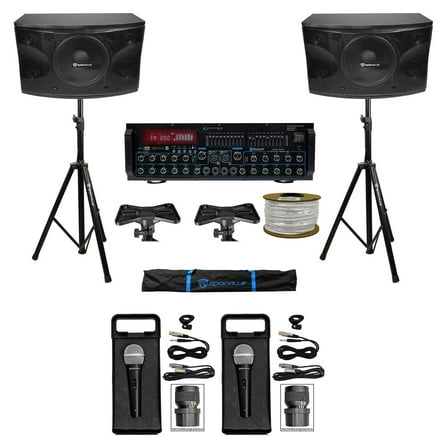 Rockville Karaoke Machine System w/ Pair 12" Speakers Bluetooth Mixer Amp Mics   Rockville R14GSBR100 Red/Blk 14 Gauge 100' Ft. Mini Spool Car Audio Speaker Wire