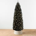 thumbnail image 3 of Best Choice Products 7.5ft Pre-Lit Black Artificial Christmas Tree, Holiday Pencil Tree w/ 300 Incandescent Lights, Base, 3 of 8