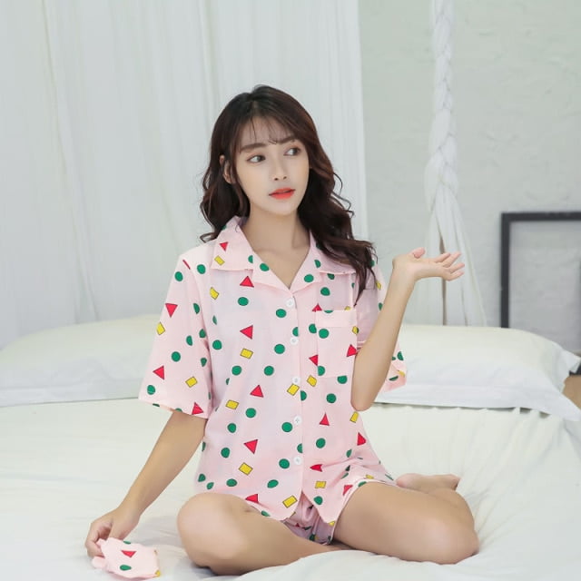 VOIANLIMO Women Cotton Pajamas Set Cute Print Homewear 2Pcs Nightwear Walmart