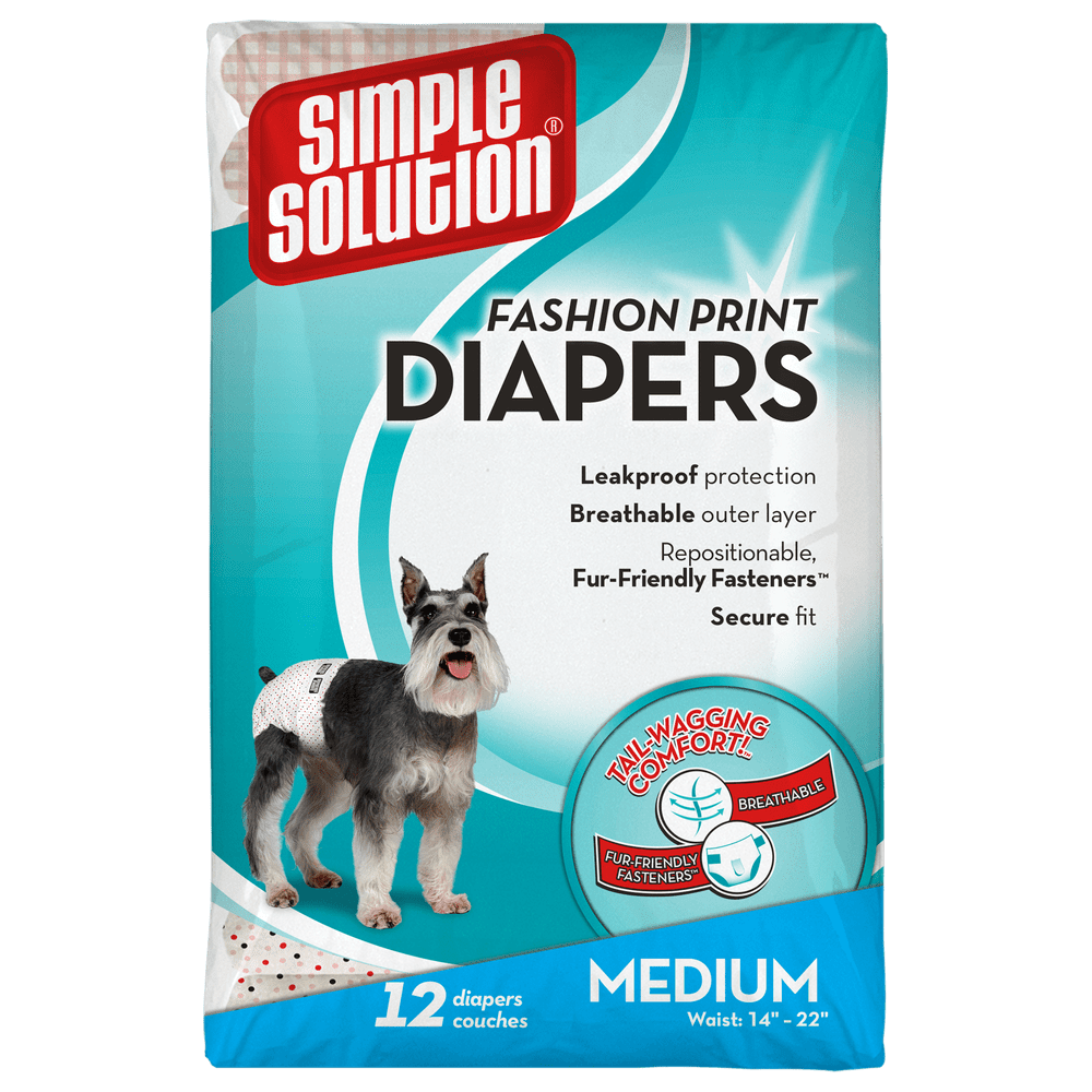 Simple Solution Fashion Print Disposable Dog Diapers, Medium Walmart