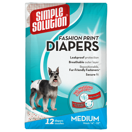 Simple Solution Fashion Print Disposable Dog Diapers, Medium
