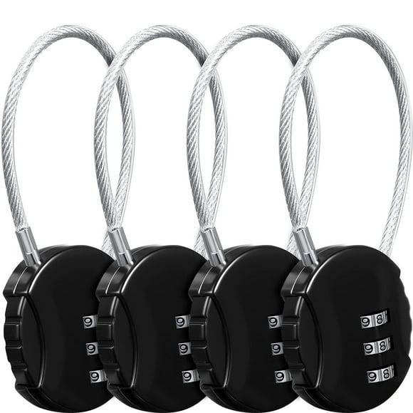 4 Pieces Combination Lock 3 Digit Outdoor Waterproof Padlock for School Gym Locker, Sports Locker, Fence, Toolbox, Gate,4 x Combination locks 3 Digit,black