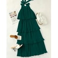 thumbnail image 5 of Women's 2024 Summer Sleeveless Halter Neck Ruffle Tiered Layered Chiffon Flowy Swing Long Midi Dress, 5 of 6