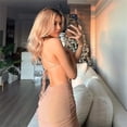 thumbnail image 5 of Vestido Halter transparente con abertura alta para mujer, tirantes finos, Espalda descubierta, malla, largo, Sexy, fiesta, vacaciones, 5 of 5