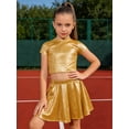 thumbnail image 3 of Doomiva Kids Hip Hop Dance Set Shiny Jazz Disco Outfits Cheer Outfit for Cheerleading Competitions Hip-hop Gold 10-14, 3 of 5