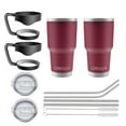 thumbnail image 2 of Ezprogear 30 oz 2 Pack Stainless Steel Tumbler Double Wall Vacuum Insulated Coffee Cup Travel Mug with Handle & Straws (Cherry), 2 of 2