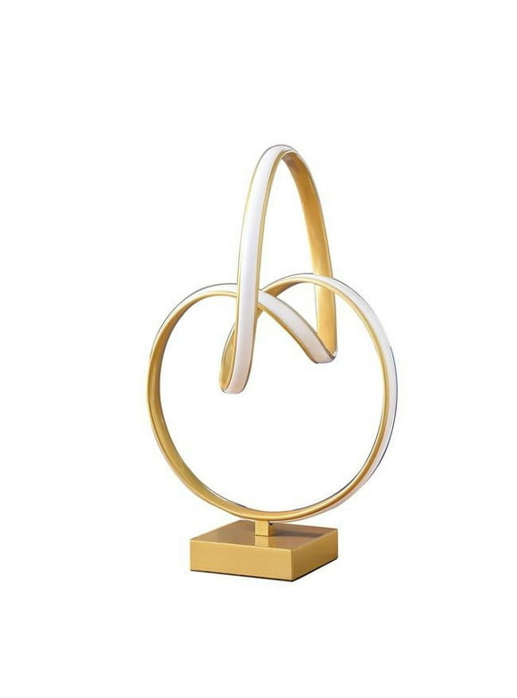 19 in. Abstract Infinity Modern Table Lamp, Matte Gold