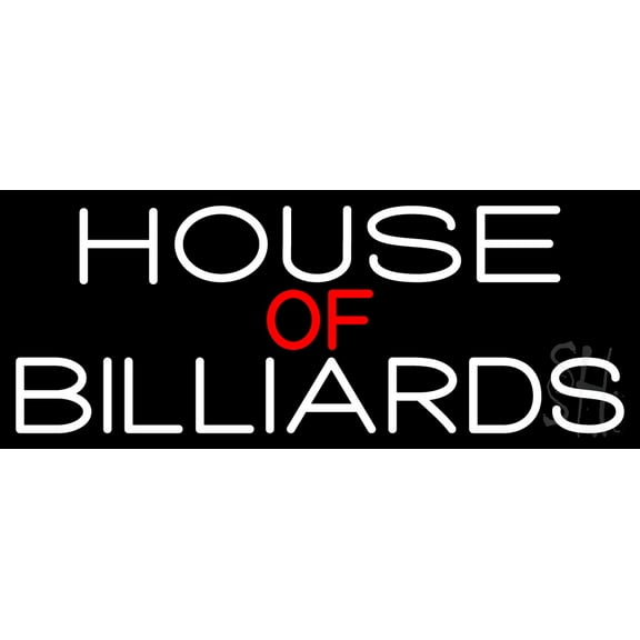House Of Billiards 2 LED Neon Sign 13 x 32 - inches, Black Square Cut Acrylic Backing, with Dimmer - Bright and Premium built indoor LED Neon Sign for wall décor, arcarde, and storefront.
