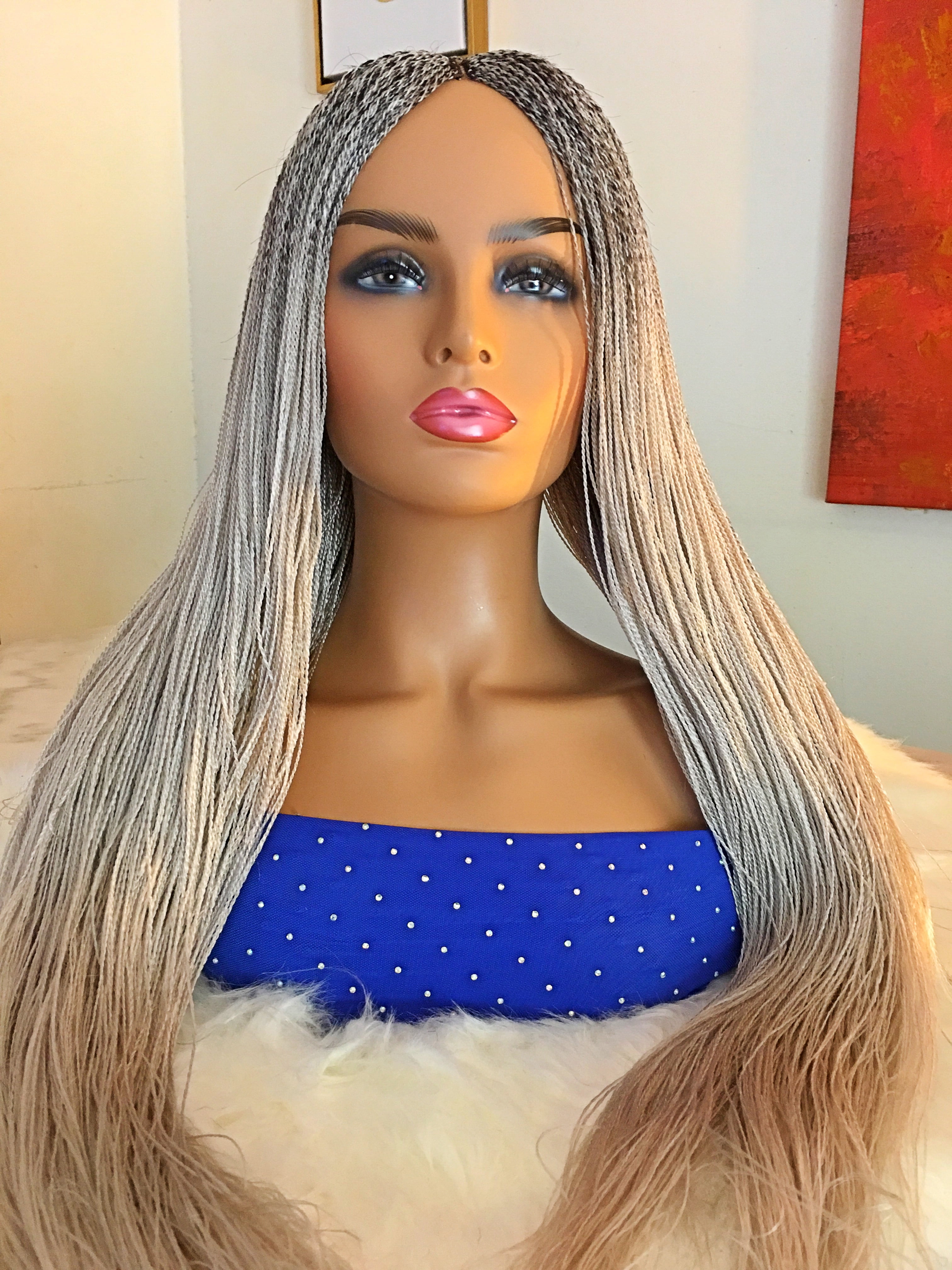 2Chique Boutique Women's Handmade Micro Twist Wig Color 613, 33 Inches