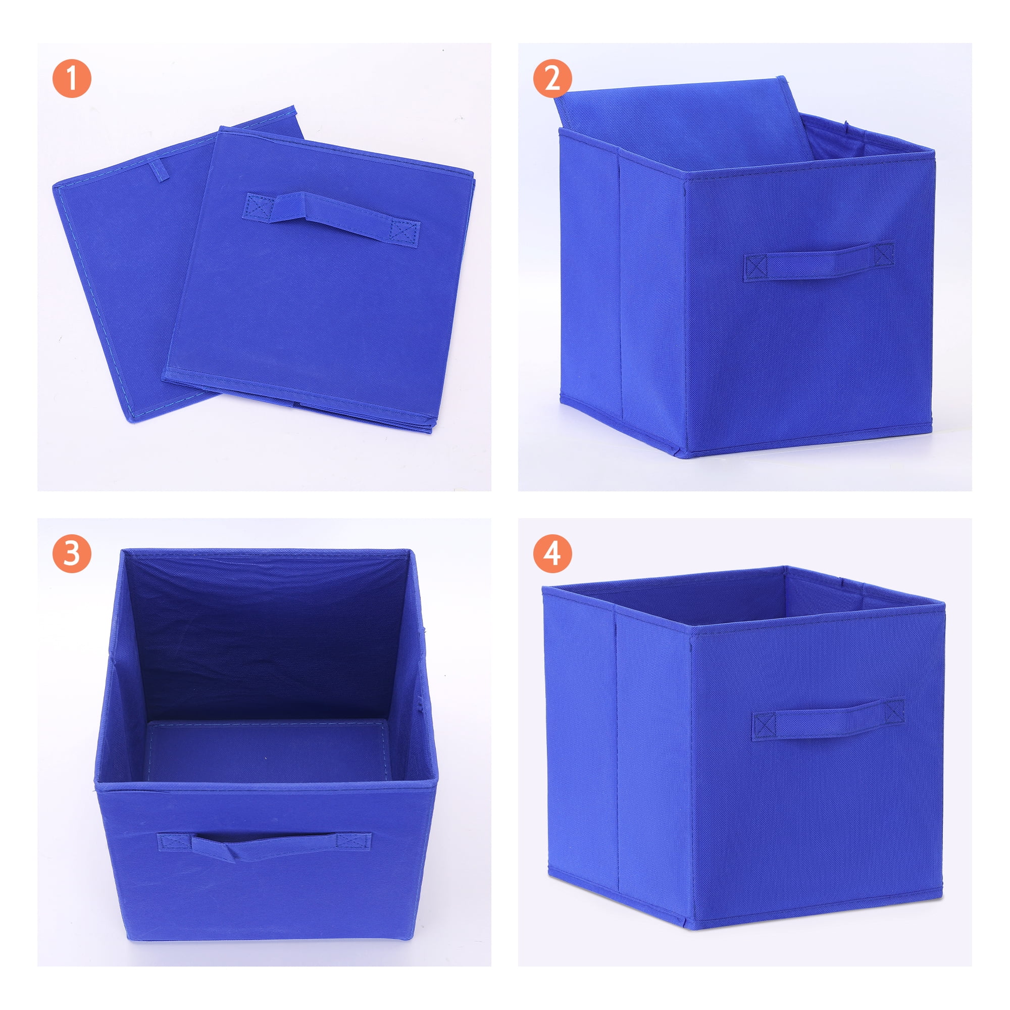 Unique Bargains Fabric Storage Cube Storage Bin Dark Blue 11*10.6*10.6in