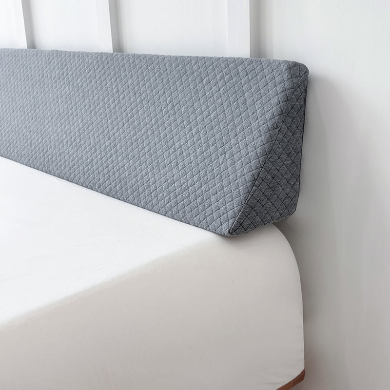Extra Long Bed Wedge Pillow - Grey Twin Size Headboard & Mattice Gap Filler, Bed Bolster for Back Support, Dorm, RV, Hotel & Home Decor Must Haves