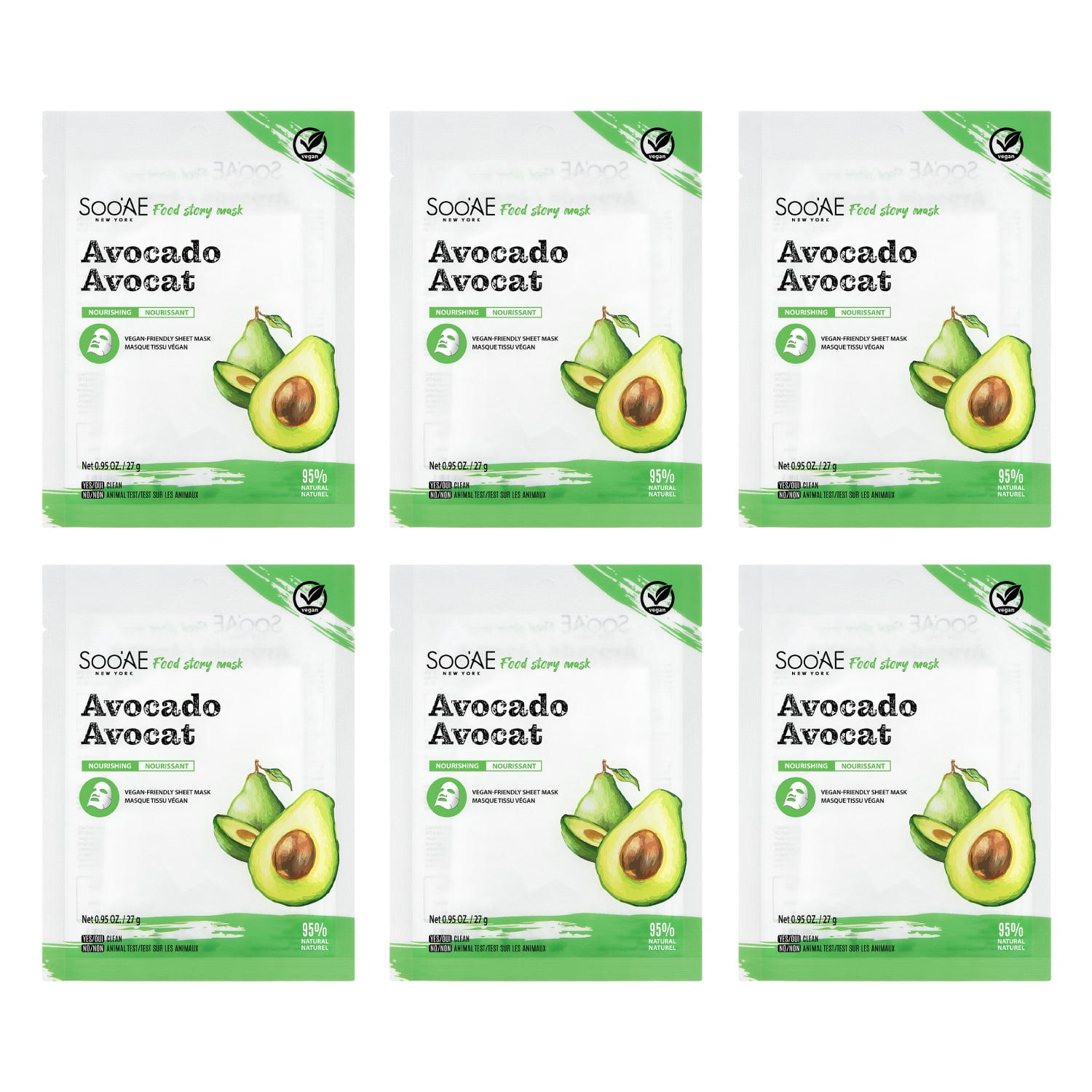 Soo'AE FOOD STORY - AVOCADO MASK - 6 ea
