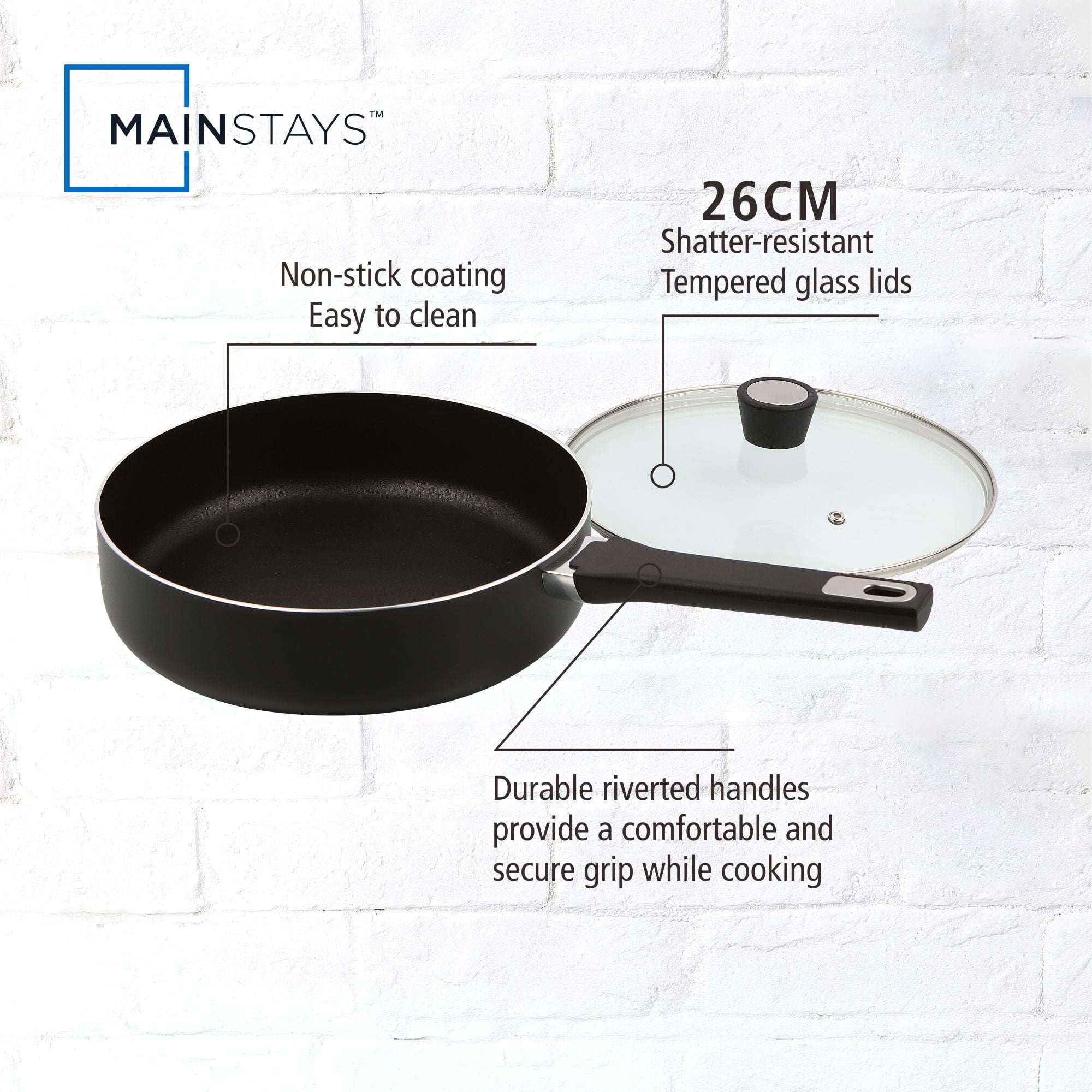Mainstays 13 Piece Nonstick Aluminum Alloy, Pots and pans Cookware Set, Black