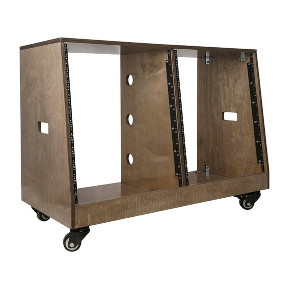 Sound Town DIY 2 x 12U Slanted Studio Rack with Baltic Birch Plywood, Casters, Weathered Gray for Recording Room, Home Studio (SDRK-D12TB)