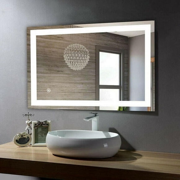 28" X 36" Aluminum LED Bathroom Mirror, Lighted Makeup Mirror Large Wall Mounted Vanity Mirror With High Lumen and 3 Colors Dimmable