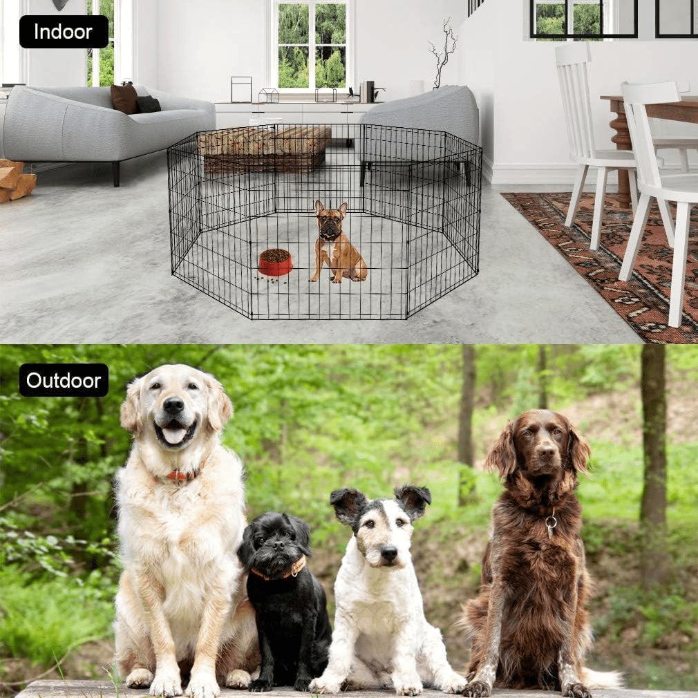 BORGEBY 24" Dog Pen Playpen, 8-Panel Portable Metal Exercise Pen for Small Pet, Indoor Outdoor  Folding Pet Fence Black