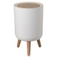 thumbnail image 1 of Bote de basura pequeño de 2,6 galones/10 l con tapa emergente, papelera con patas de madera for baño, cocina y dormitorio, 1 of 8
