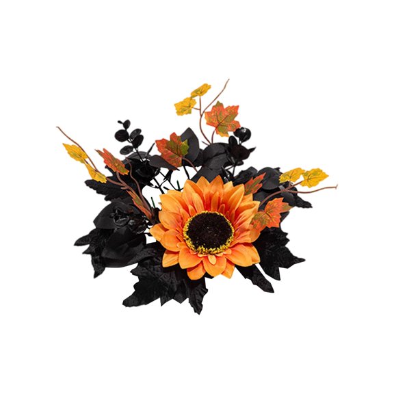 11.8 in Artificial Fall Maple Candle Ring Wreath, Style YF-Q333, Halloween Table Decor