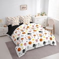 thumbnail image 2 of Castle Fairy Basketball Print King Bedding 7pcs, Sport Stars Print King Bed in a Bag, White Orange Black,Black Reversible, 2 of 7