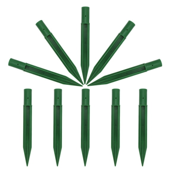 Amosfun 10Pcs Green PP Ground Stakes for Solar Lights Outdoor Pathway and Flood Light Holders