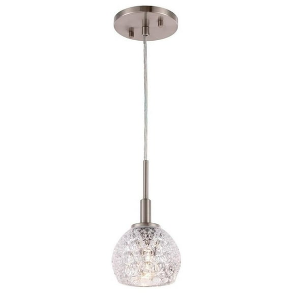 Woodbridge Lighting Elise 1-Light Mercury Glass Mini Pendant in Satin Nickel