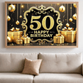 thumbnail image 7 of Elegant Gold Framed 50th Birthday Banner Backdrop with Star Elements Party Decoration Supplies for Birthday Party Photography Props Celebrations, 7 of 7