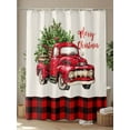 thumbnail image 4 of Christmas Truck Small Stall Shower Curtain, Waterproof Shower Curtains for Bathroom, Vintage Xmas Red Buffalo Plaid Washable Fabric Cloth Bath Curtain for Bathtub Decoration with Hooks 36x78 Inches, 4 of 6