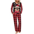 thumbnail image 3 of BLTIBY Women's Pajama Sets Christmas Printed Loose Cozy Xmas Pajamas 2 PC Long Sleeve Pleated Round Neck Tops Sleep Pants Sleepwear Set with Pockets Red 2 M, 3 of 6