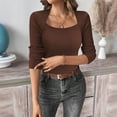 thumbnail image 6 of Lmnyox Women's Fashion Sweater Tops Ribbed Slim Long Sleeve Scoop Neck Shirts Trendy Solid Knitted Sweaters, 6 of 7