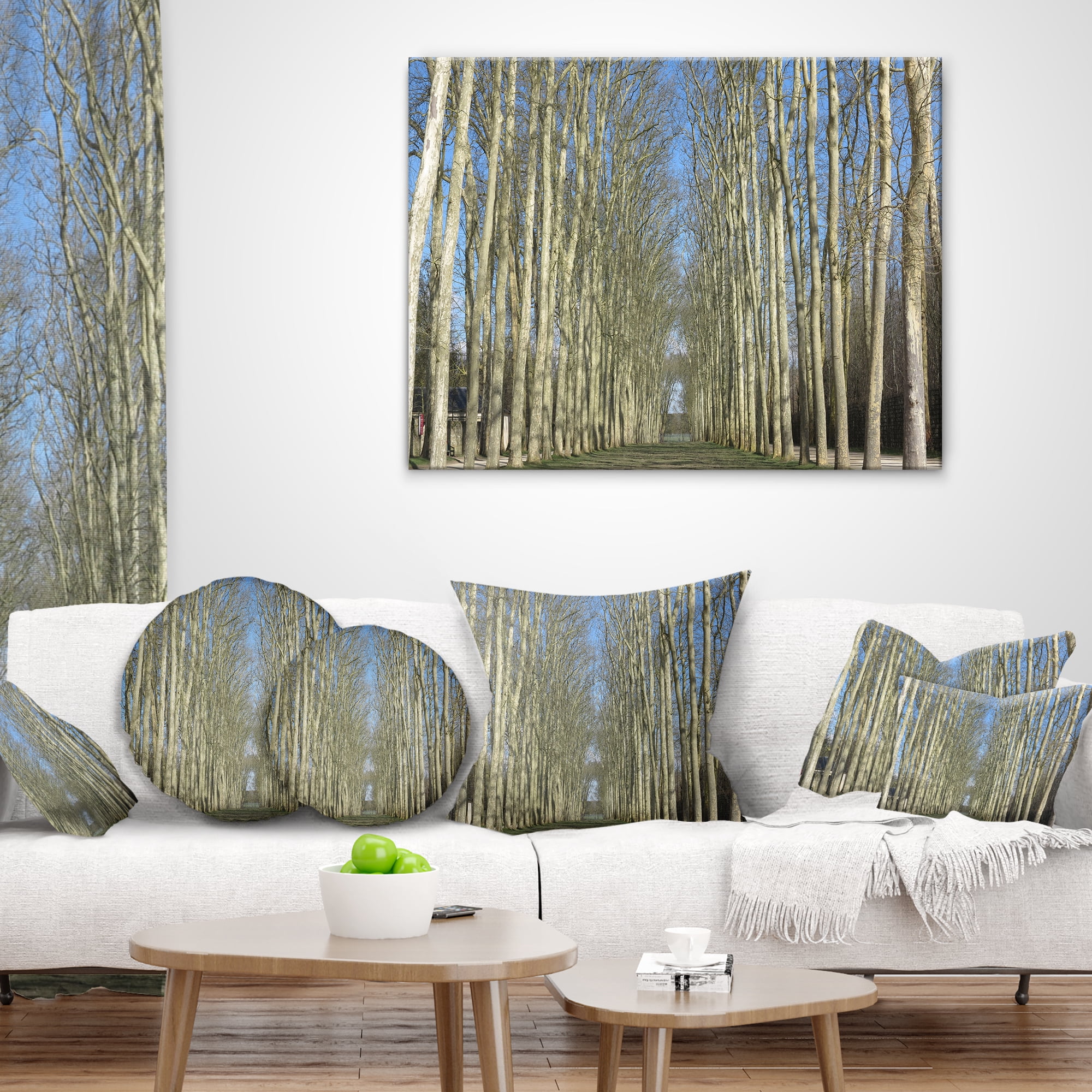 Designart Gardens of Palace Versailles - Modern Forest Throw Pillow - 18x18