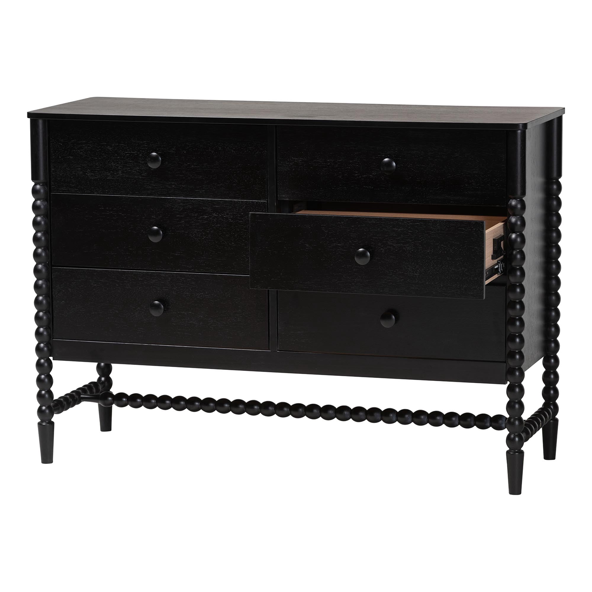 Baxton Studio Brantley Modern Farmhouse Dresser, 6-Drawer, Black