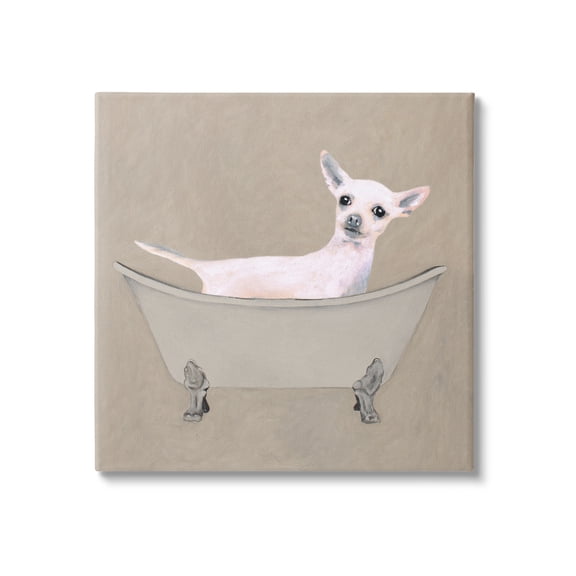 Stupell Industries Chihuahua Vintage Bathtub Pet Animals & Insects Painting Gallery Wrapped Canvas Print Wall Art