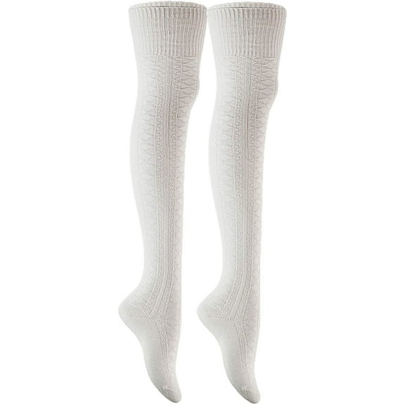 Lian LifeStyle Women's 2 Pairs Adorable, , Fashionable Thigh High Cotton Socks for everyday relaxed feet LW1025 Size 6-9Cream