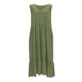 thumbnail image 3 of Womens Summer Casual Sleeveless V Neck Swing Dress Casual Flowy Tiered Maxi Beach Dress With Pockets Wrap Summer Dress for Women Sleeveless Midi Dress Womens Dresses Summer Long Dresses Turtleneck, 3 of 7
