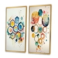 thumbnail image 3 of Designart "Geometric Hexagon and Circle III" Abstract Geometric Framed Wall Art Set Of 2 - Blue Geometric Framed Canvas Set For Living Room Decor, 3 of 7