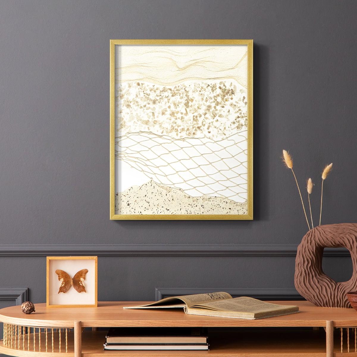 Coast Away I Framed Print in Gold Solid Wood Framed Print No Nail Hanging
