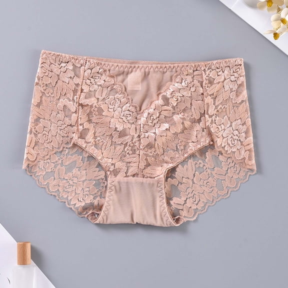 Njagoc3 Women's High Waisted Lace Briefs - Full Coverage Stretch Underwear 1PC for Daily Comfort