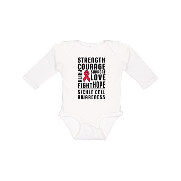 Inktastic Sickle Cell Awareness Strength Courage and Support Boys or Girls Long Sleeve Baby Bodysuit