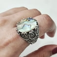 thumbnail image 7 of Abalone Shell Ring, Natural Flat Abalone Shell, Gents Ring, Silver Jewelry, 925 Silver Ring, Birthday Gift, Heavy Mens Ring, Arabic Design, Ottoman Style Ring, Christmas, Turkey Mens Signet Ring, 7 of 7