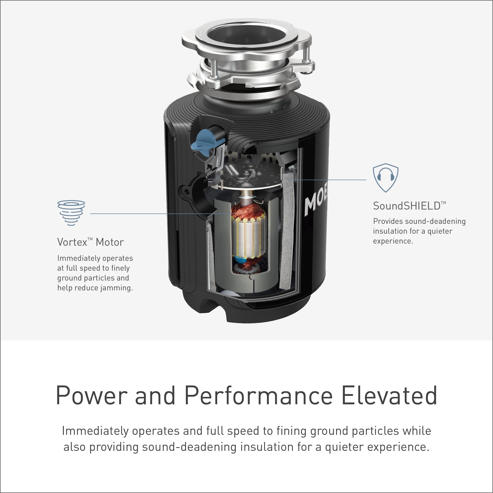 Chef Series EX100C 1HP Garbage Disposal with 360 Clean Rinse