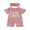 Pink, variant on BemeyourBBs Newborn Baby Girl Summer Clothes Hospital Going Home Outfit Baby Girl New To The Crew Romper Letter Embroidered Short Sleeve Waffle Knit Ruffle Jumpsuit Shorts Headband